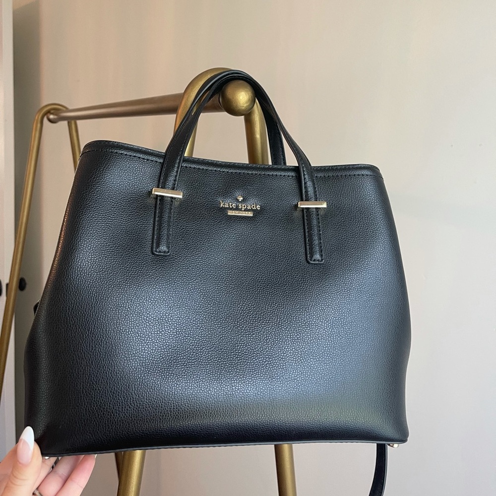 Black top handle structured pebble leather bag